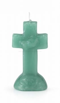Crucifix Image Candles - Green, Each